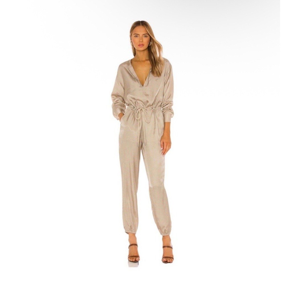 ATM Anthony Thomas Melillo Jogger Jumpsuit Size Small Beige Willow Bark